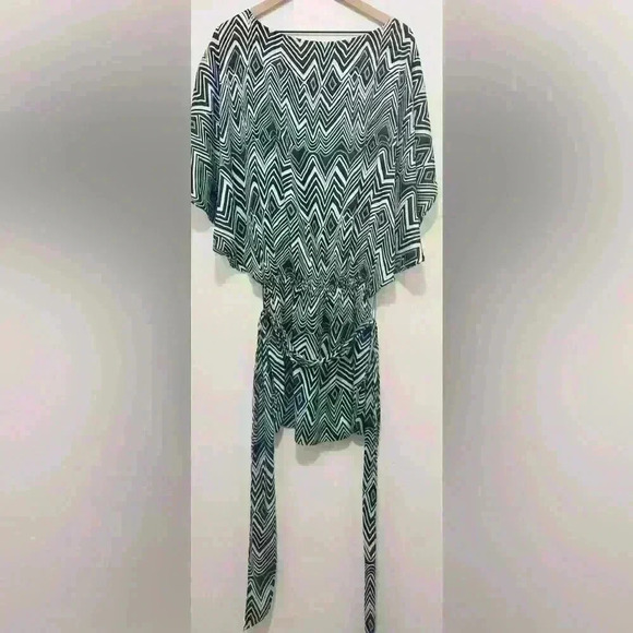 Express Silk Blouson Dress, Women’s Size Small, Geometric Black & Cream, Y2K - Picture 3 of 16